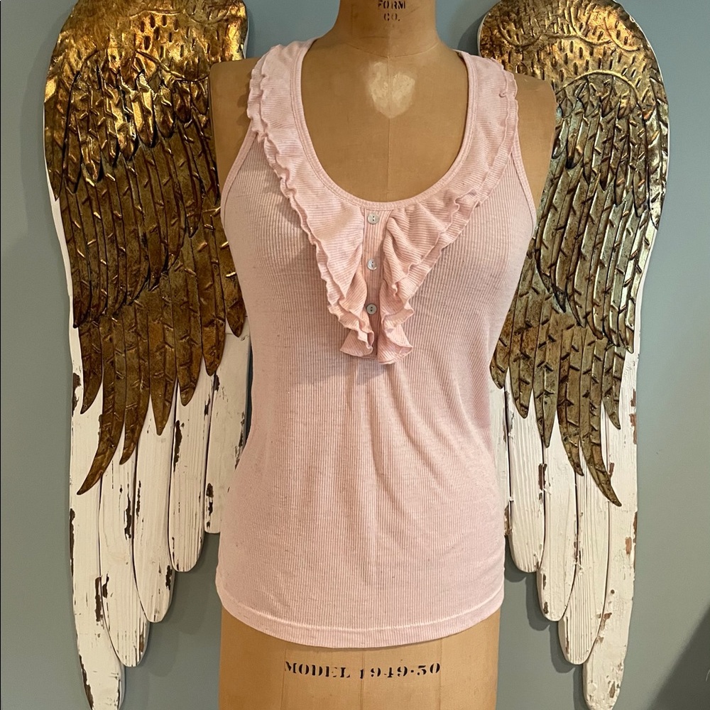 Mandee Pink Ruffled Rosette Tank Top NWOT